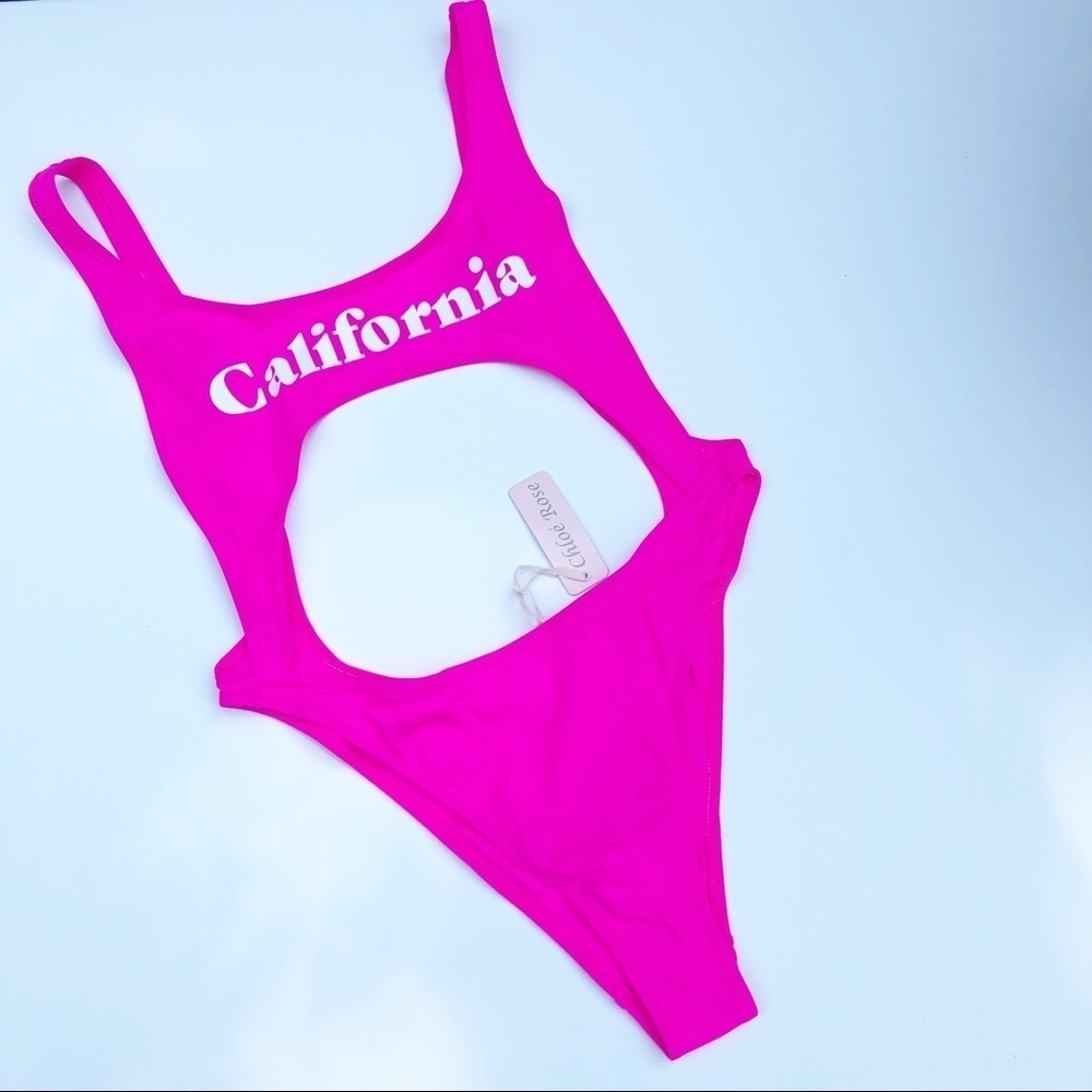 CHLOE Rose Fuchsia pink Barbie core one piece swimsuit - Picture 4 of 12